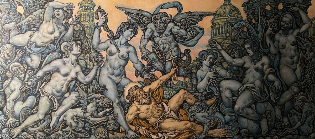 Surrealistic Oil Painting , Temptation Of Saint By Oleg And Alexander Litvinov, 51 X 23, Artwork For Sale On Artfinder