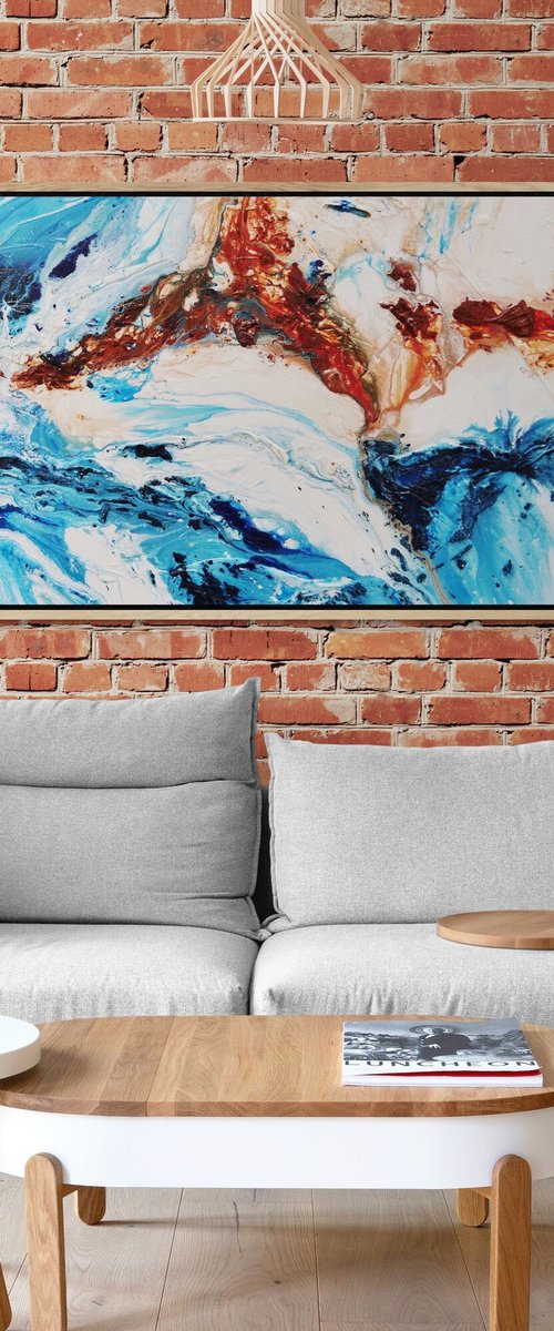 Rock and Ice 200cm x 80cm Textured Abstract Art by Franko