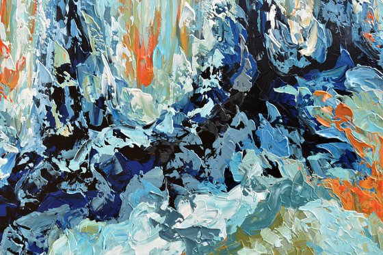 Early spring II - 48"x72" Extra Large Acrylic Blue Abstract Artwork created with Palette Knife