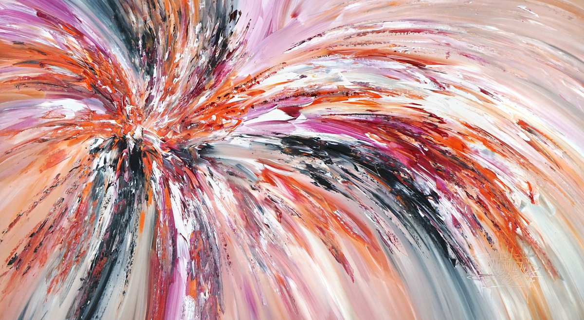 Abstract Acrylic Painting By Peter Nottrott, 61 X 33", Shooting Star L 1, Original Artwork