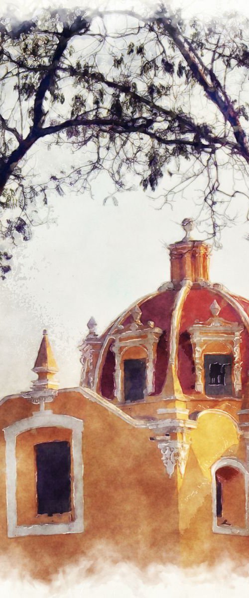 San Pedro Cholula/XL large original artwork by Javier Diaz