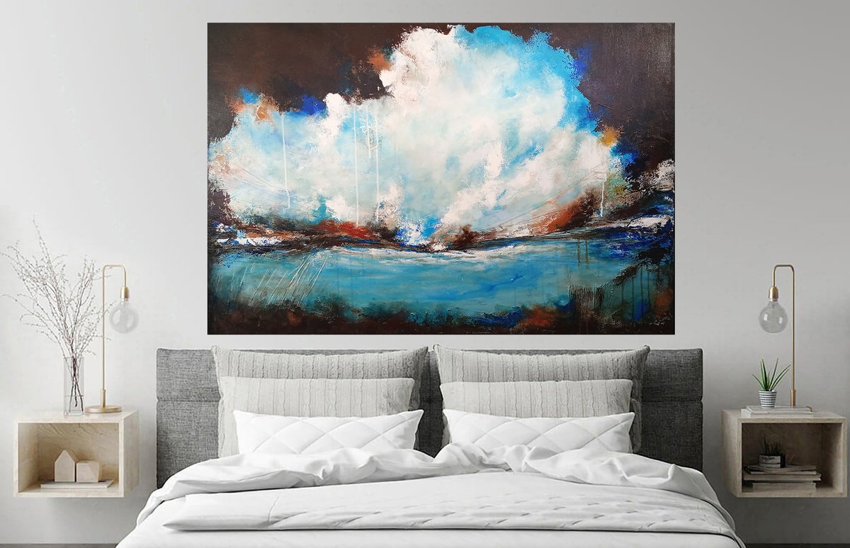 Expressive Landscape Acrylic Painting By Susan Wooler, 47 X 31", The Calm, Original Artwork