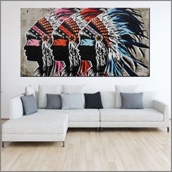 Triplex #Huge 190cm x 100cm Concrete Urban Pop Art Headdress