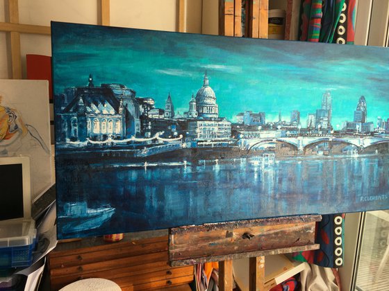 St Pauls Cathedral in Indigo Blue London Cityscape