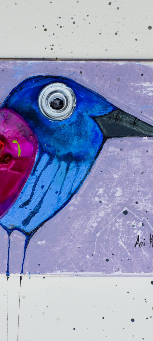 Bird series - 4 (30x30cm, mixed media collage, framed, ready to hang) by Ani Hovak