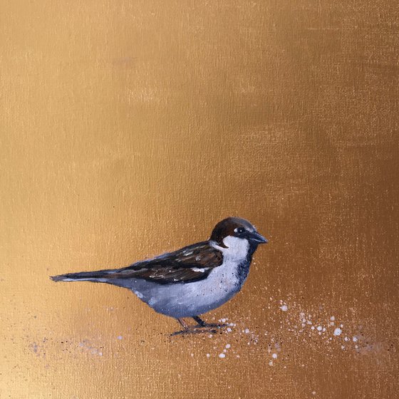 Garden Sparrow on Gold