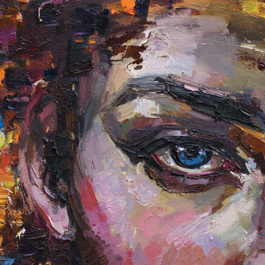 Behind blue eyes Woman Face Abstract Portrait Oil painting by ...