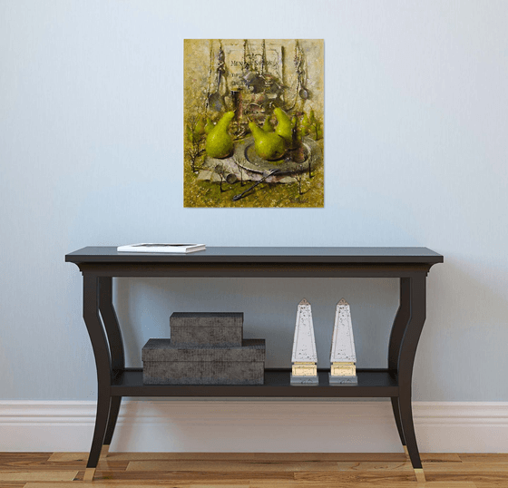Still Life pear silverware