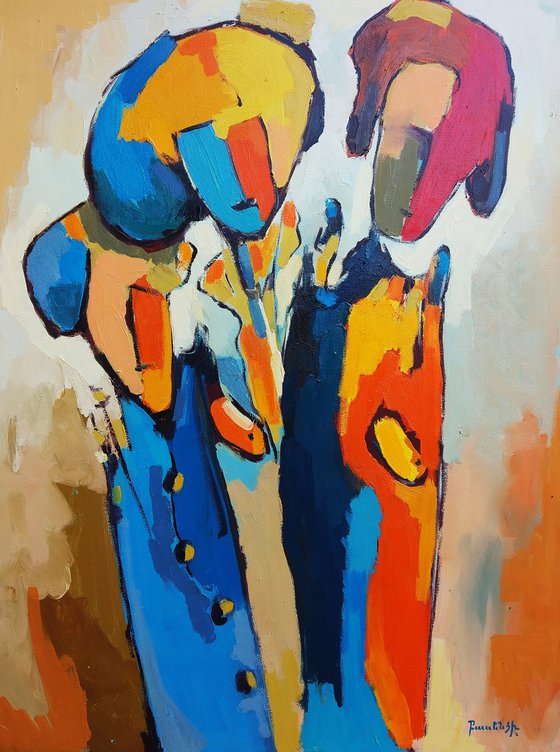 Abstract - Talking (60x80cm, oil painting, ready to hang)