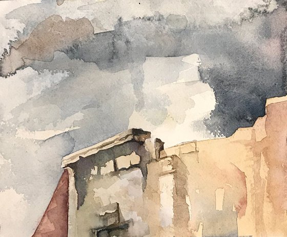 colosseum watercolor painting