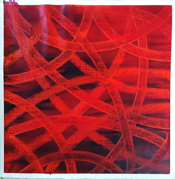 No escape from Love  - large  red abstract painting