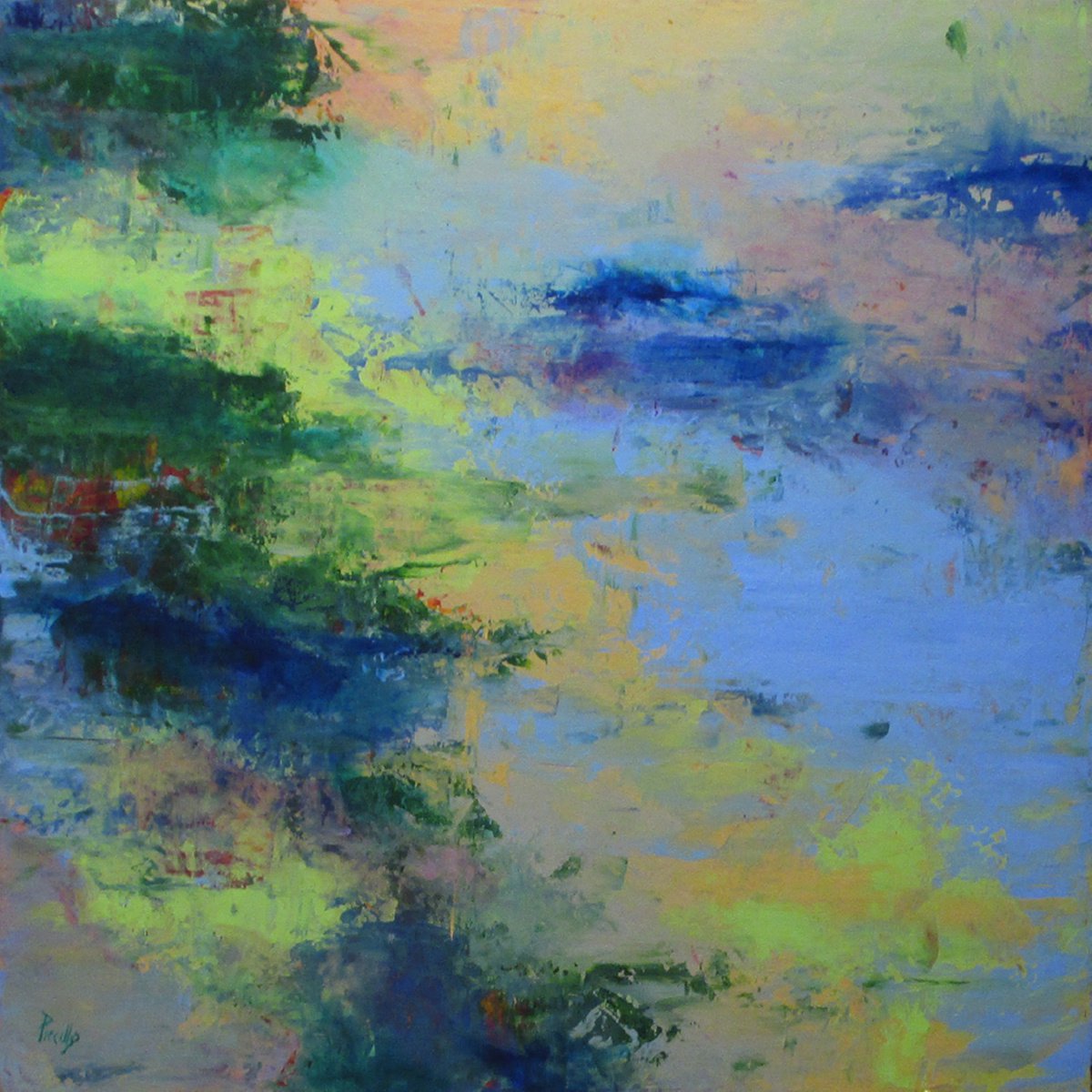 Organic Abstract Acrylic Painting By Joseph Piccillo, 30 X 30, In The Mangroves 2, Original Artwork