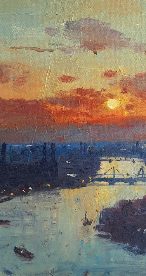 London view at sunset by Roberto Ponte