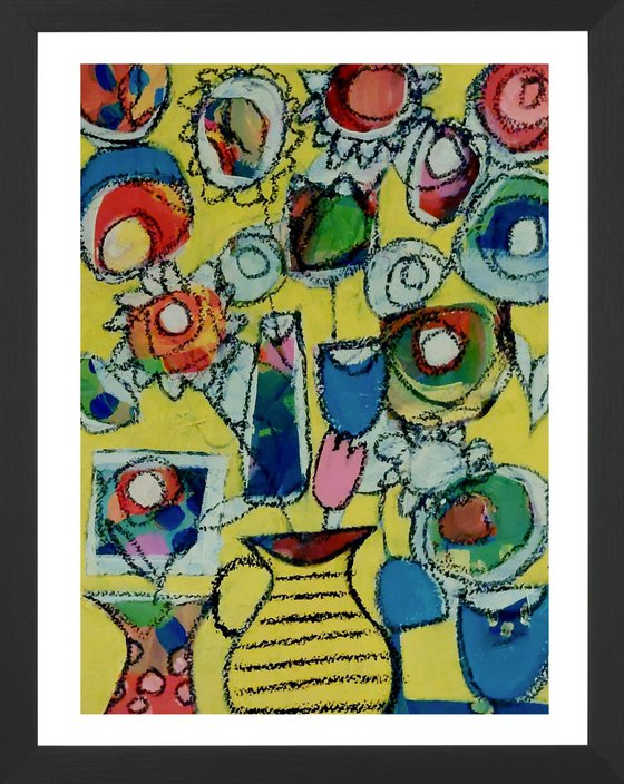 Abstract Floral on Yellow