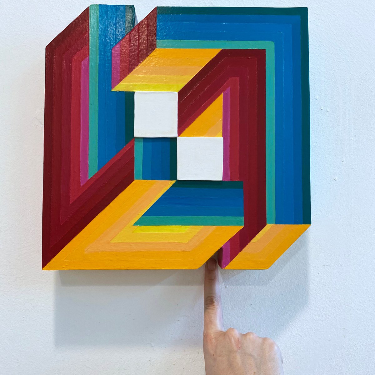 Geometric Cityscapes Sculpture By Jessica Moritz, 12 X 12, Comfort Zone, Impossible Geometry Mindscape, Original Artwork