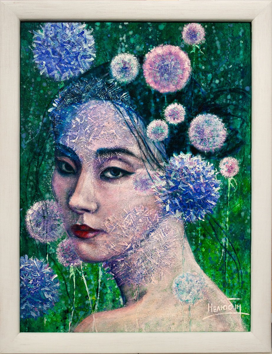 Woman with flowers by Aleksandr Neliubin