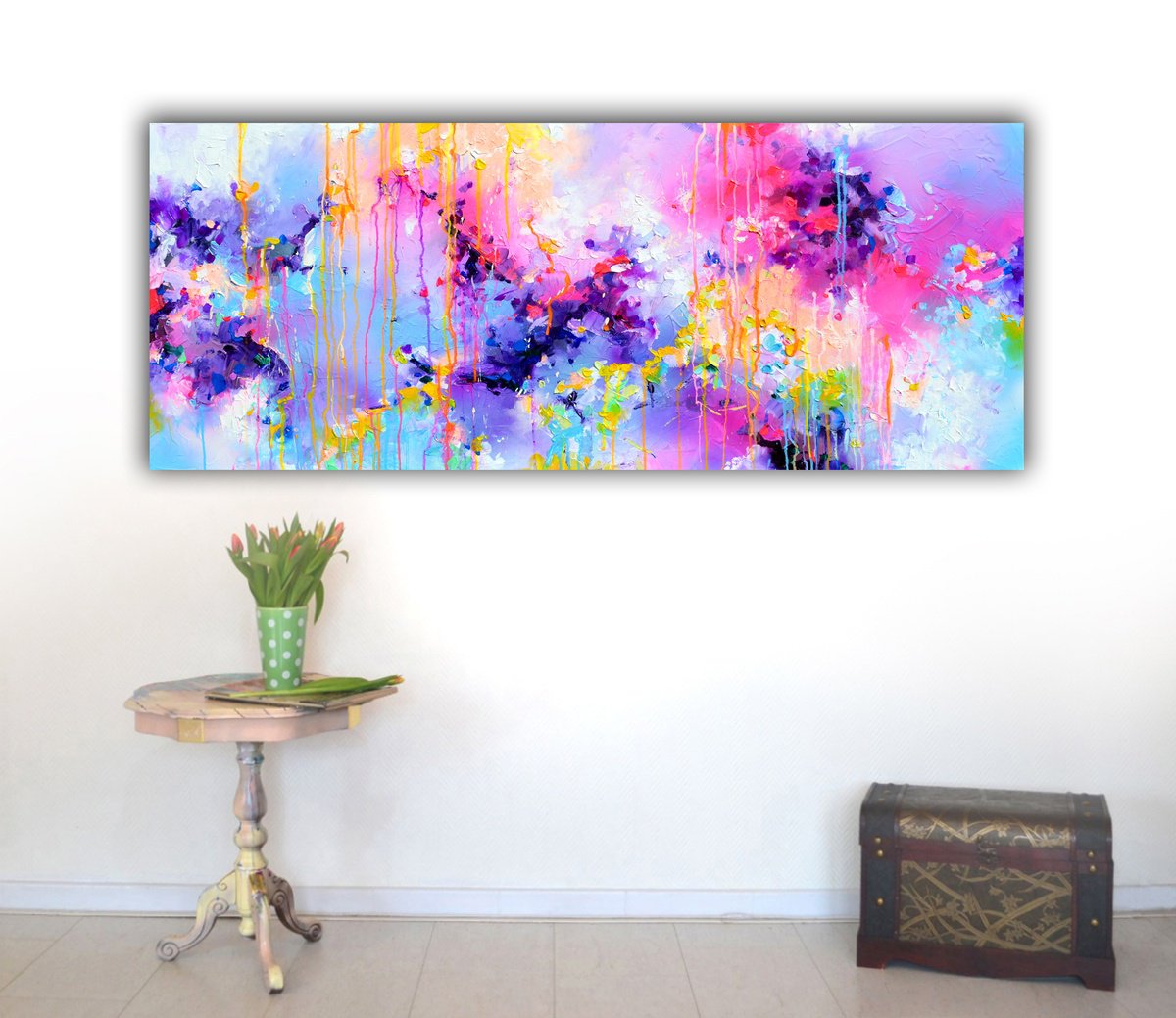 Organic Abstract Acrylic Painting By Soos Roxana Gabriela, 59 X 24", Fresh Moods 112, Original Artwork