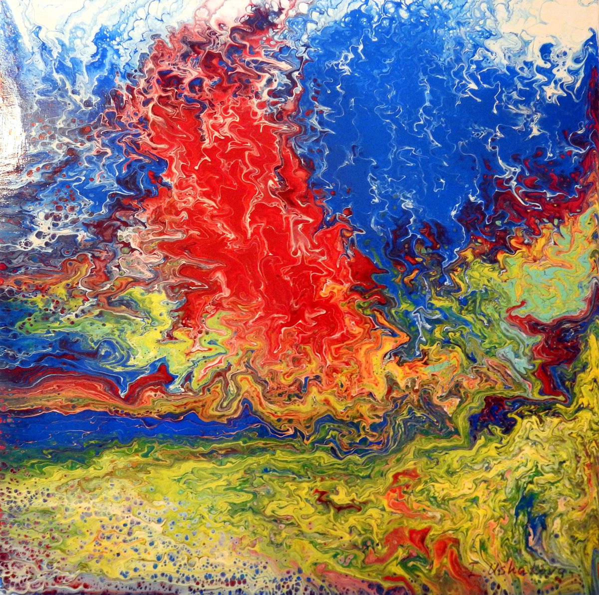 Organic Abstract Acrylic Painting By Irina Ushakova, 20 X 20, #15, Original Artwork