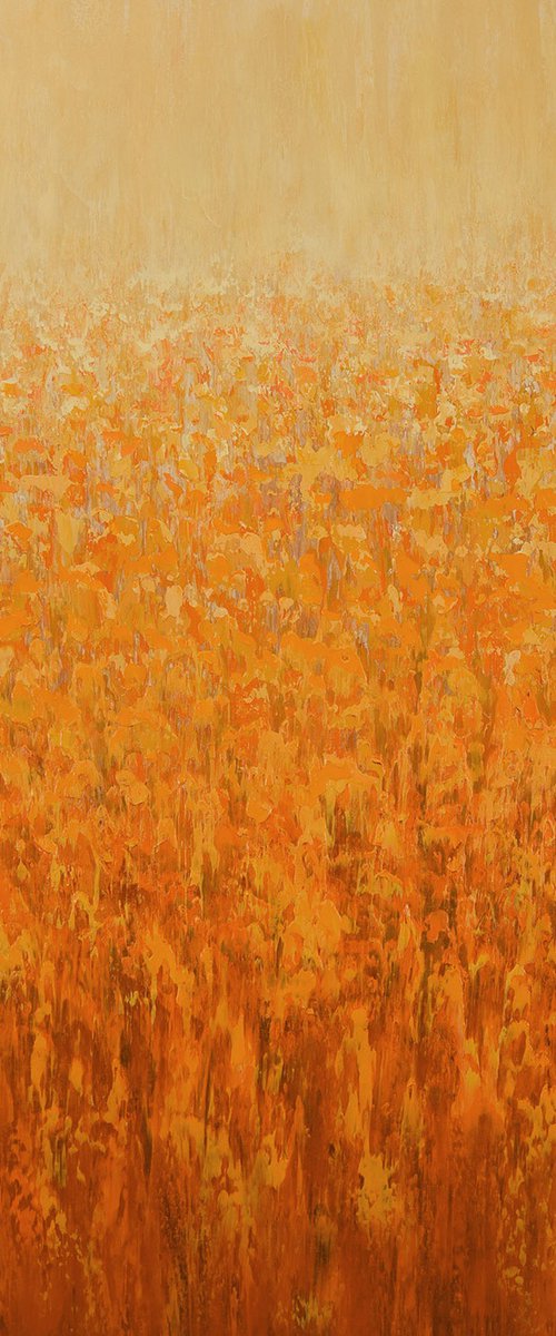 Orange Blooms - Textured Nature Abstract by Suzanne Vaughan