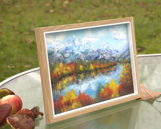 Autumn on mountain lake