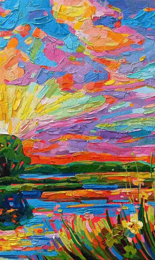 Sunset on the lake by Vanya Georgieva