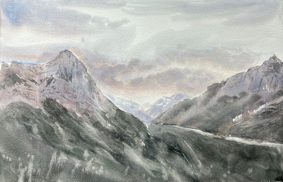 Original watercolour painting, Canmore view, Canadian rockies, Plein air painting, wall art, room decor, mountains