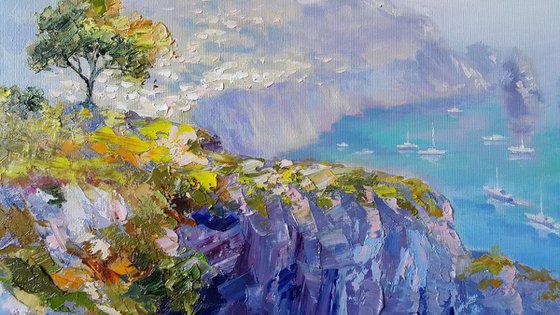 Painting Capri Faraglioni Rocks - italian landscape original oil art