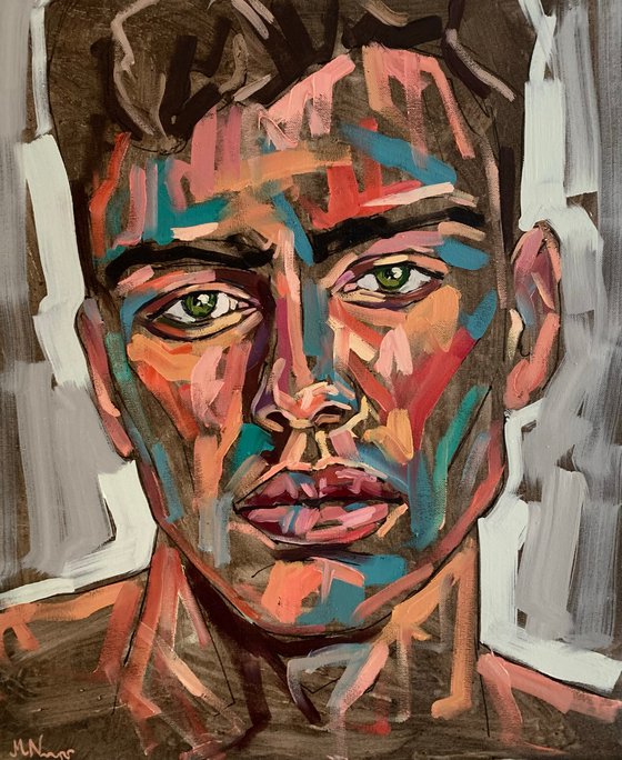 Man face male portrait oil painting