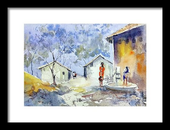 An Indian Village in the dawn