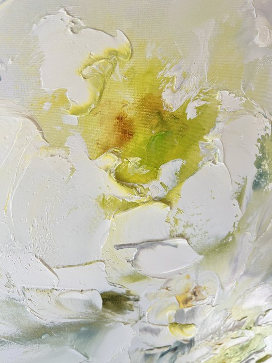 Yellow White texture peonies