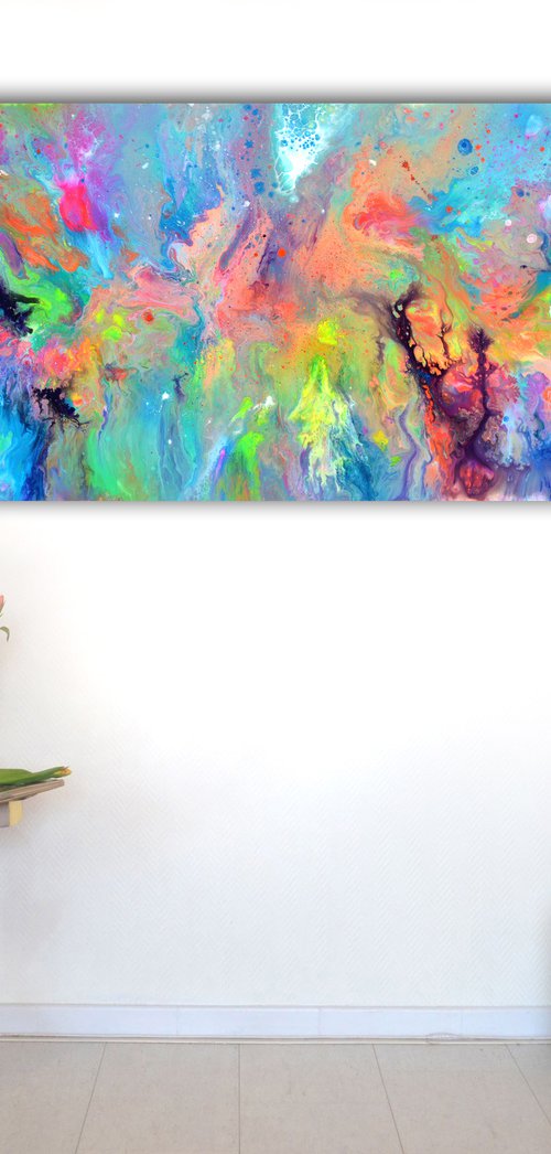 FREE SHIPPING - Gaia's Energy - 150x60 cm - Large Abstract Painting, Supersized Painting by Soos Tiberiu