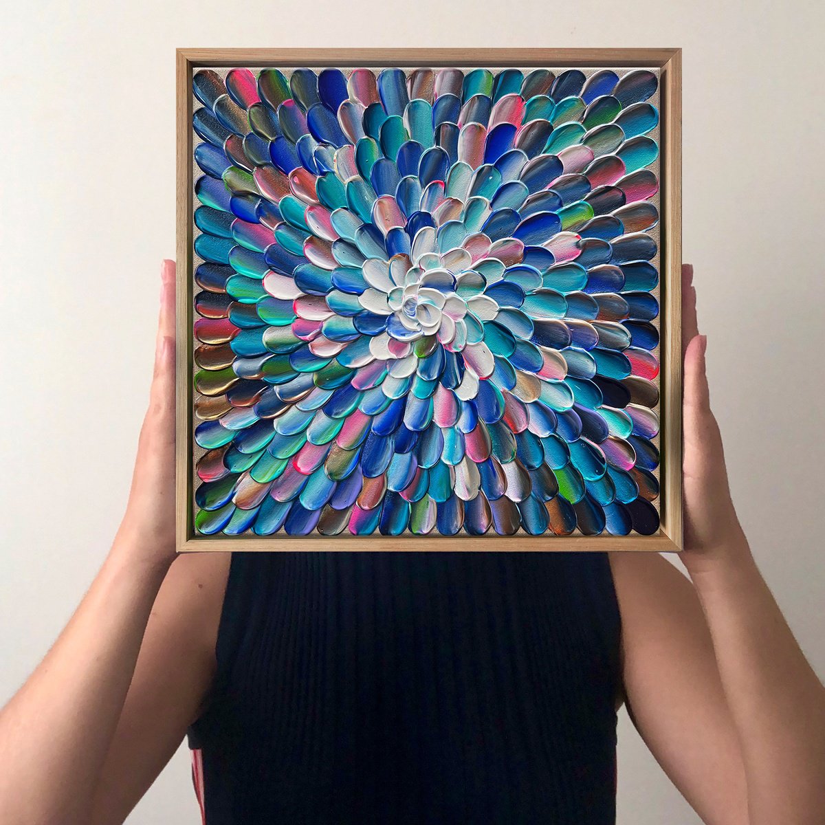 Organic Abstract Acrylic Painting By Tatiana Georgieva, 13 X 13", Bloom 23, Original Artwork