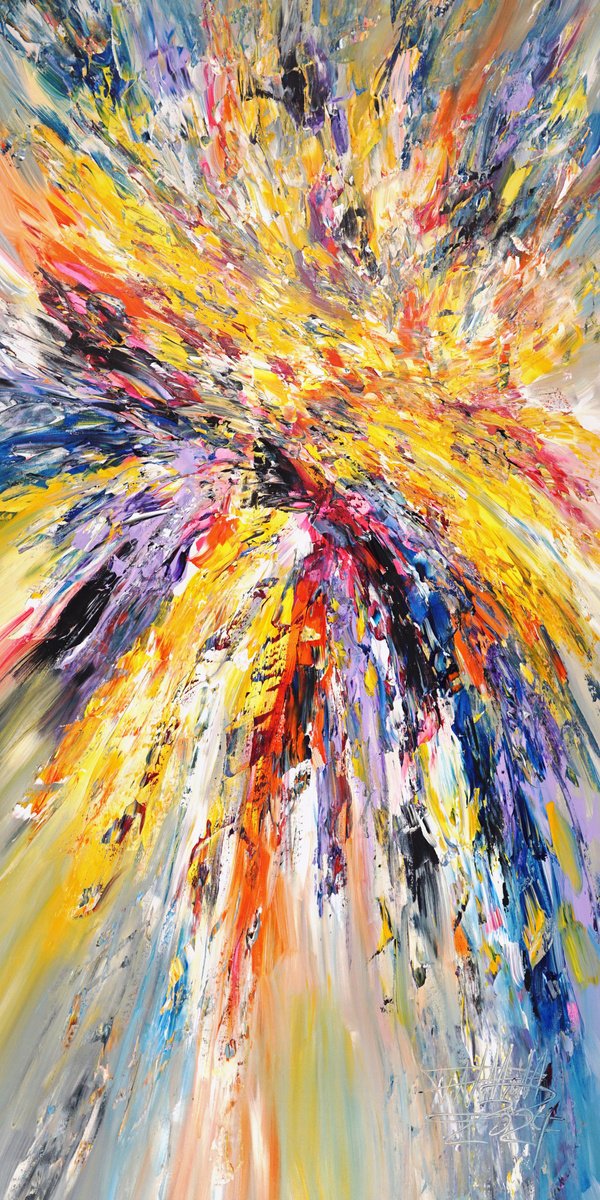 Abstract Acrylic Painting By Peter Nottrott, 39 X 79", Thunder And Lightning E 3, Original Artwork