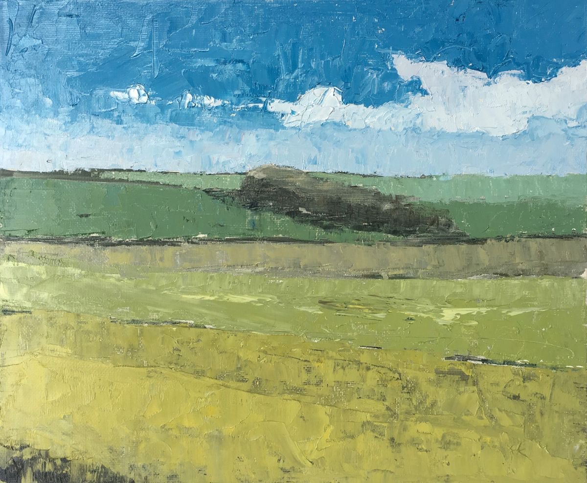 Expressive Landscape Oil Painting By Lizzie Butler, 12 X 10", A Breath Of Fresh Air, Original Artwork