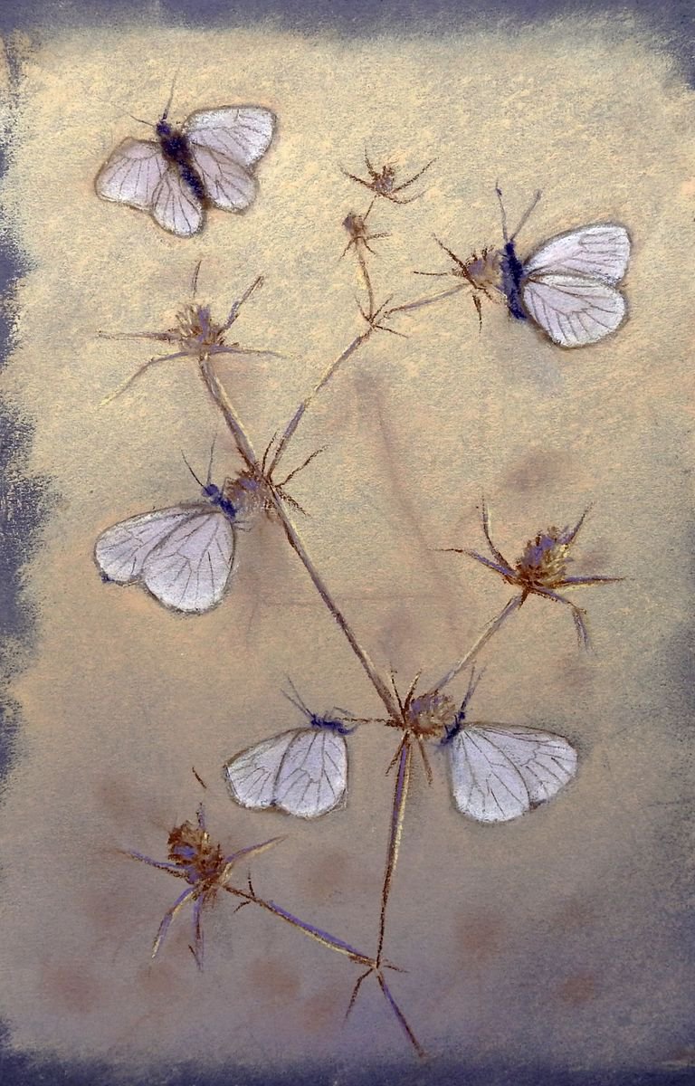 Summer day. White Butterflies. by Olga Tretyak