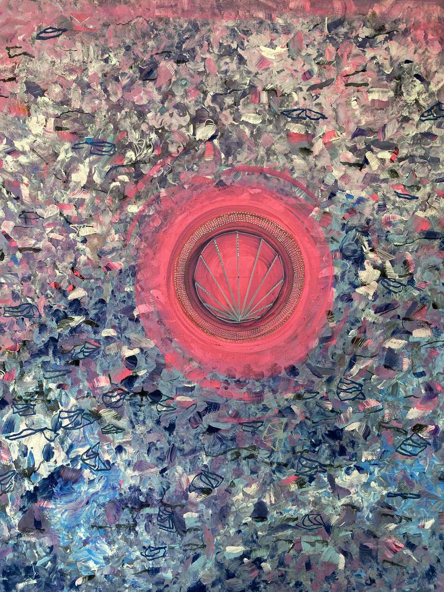 Abstract Painting By Samah Kthar, 18 X 24", Centeredness, Original Artwork