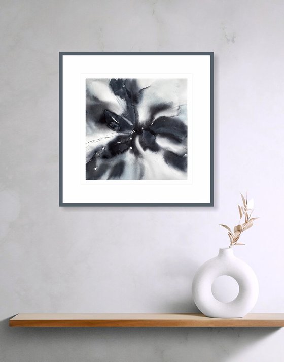 Black abstract flowers diptych