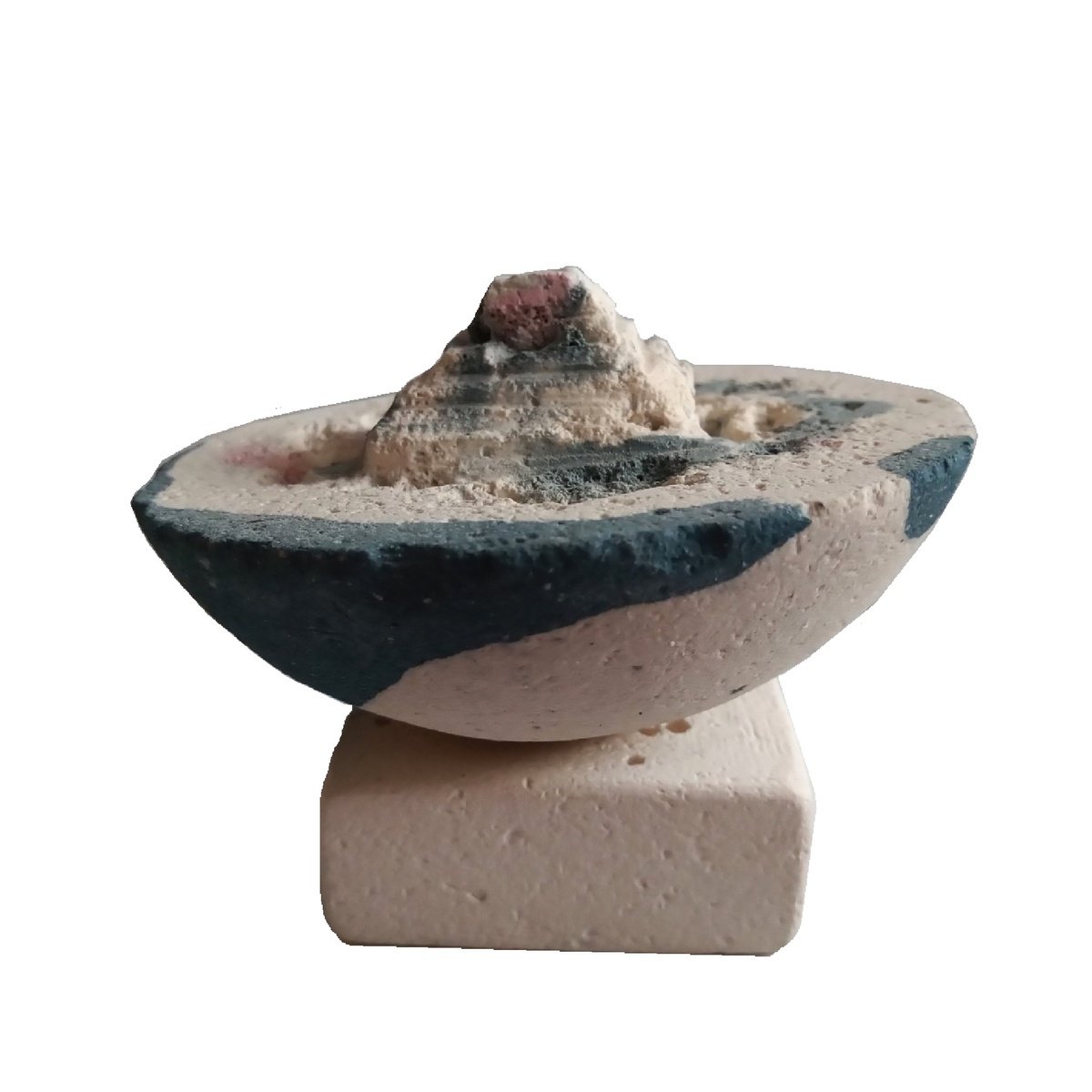 Organic Abstract Clay Sculpture By Rossitza Trendafilova, 4 X 4", "Blue Akoya", Original Artwork