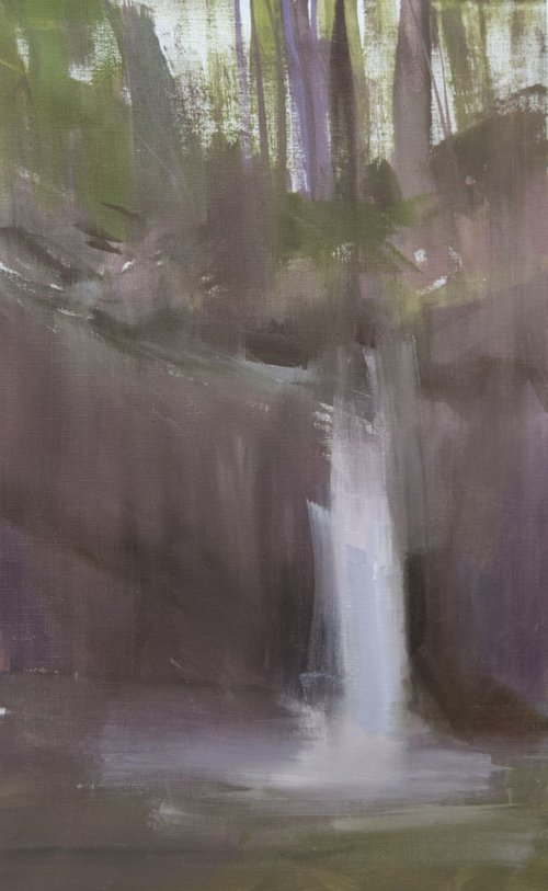 Autumn Painting "Twilight on Waterfall" by Yuri Pysar