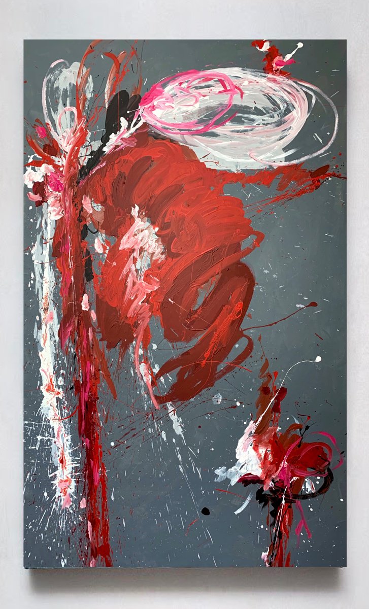 Abstract Botanical Acrylic Painting By Rosi Roys, 47 X 79", Color 26, Original Artwork