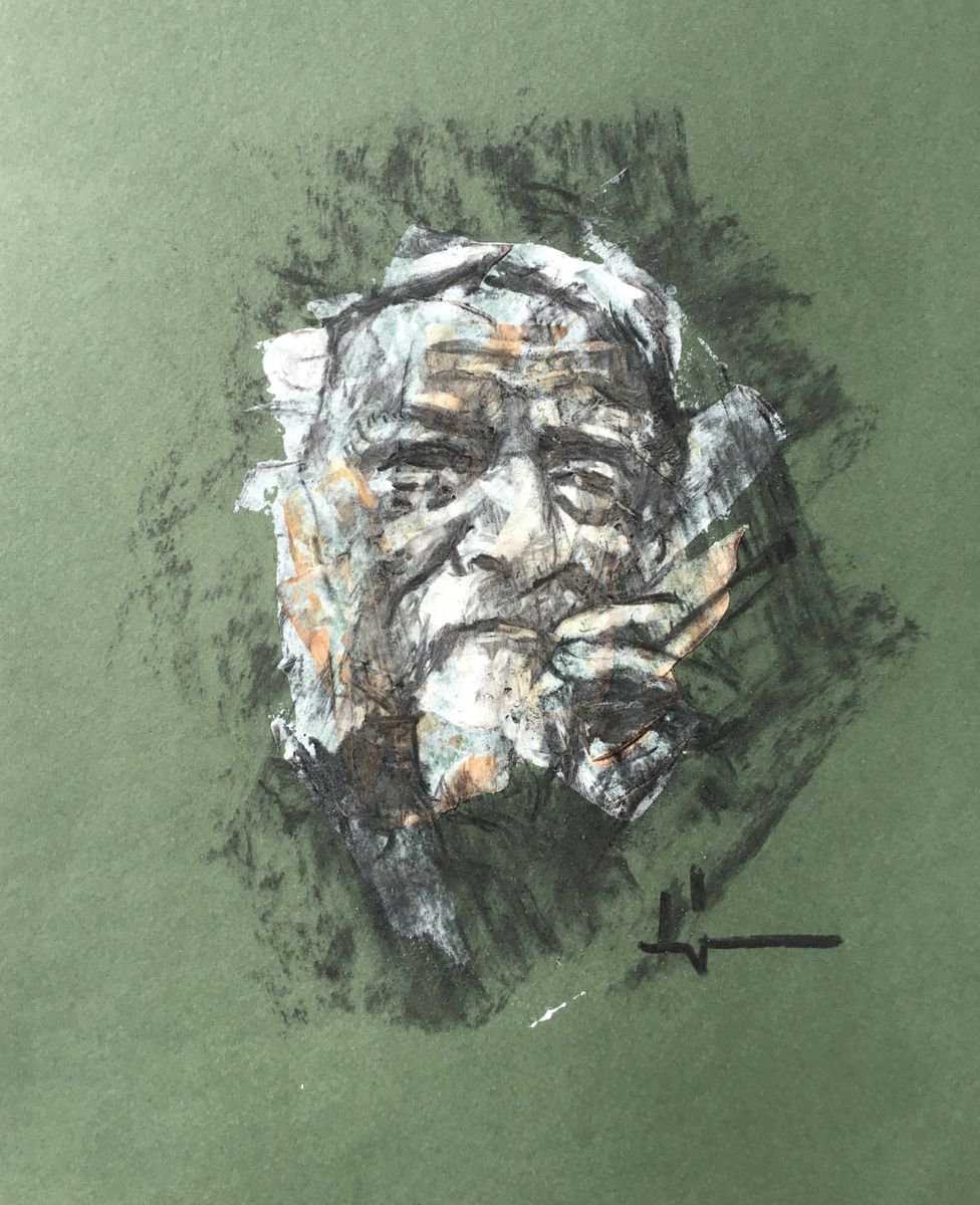Old Man Smoking by Dominique Deve