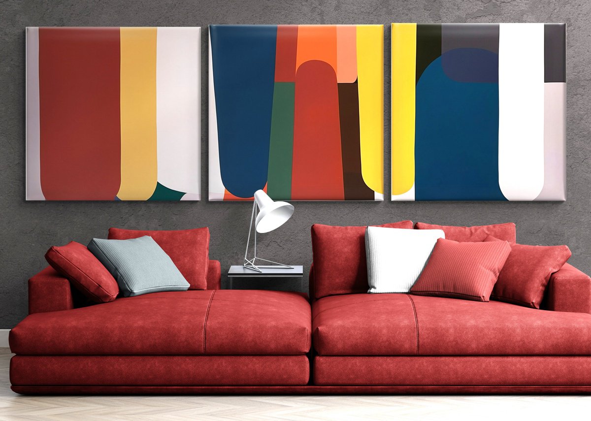 Abstract Acrylic Painting By V+V Kniazievi, 118 X 39", Change Of Plan #2, Original Artwork