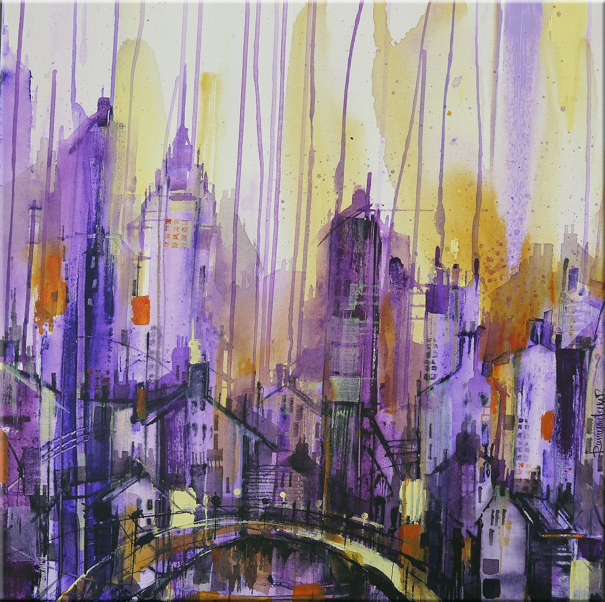 City Skyline - Bustle In The Midst By Irina Rumyantseva, 24 X 24, Artwork For Sale On Artfinder