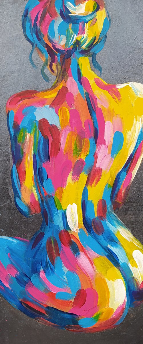 Body - nude, erotic, body, woman, woman body, acrylic painting, gift for him, gift for man, nu by Anastasia Kozorez