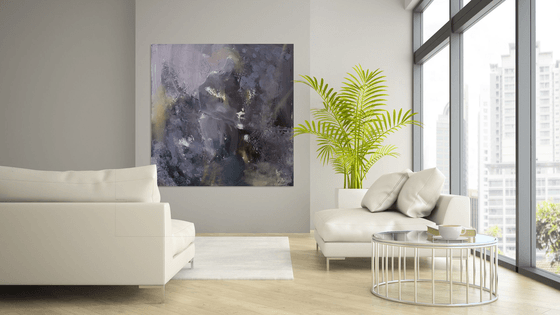 Large XXL Painting 130 Cm Warm Grey Divine Spiritual Art By O KLOSKA