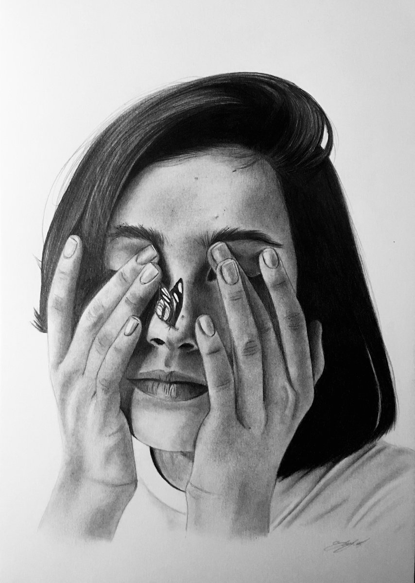 Photorealistic Portrait Pencil Drawing By Amelia Taylor, 8 X 12, Now You See Me, Original Artwork
