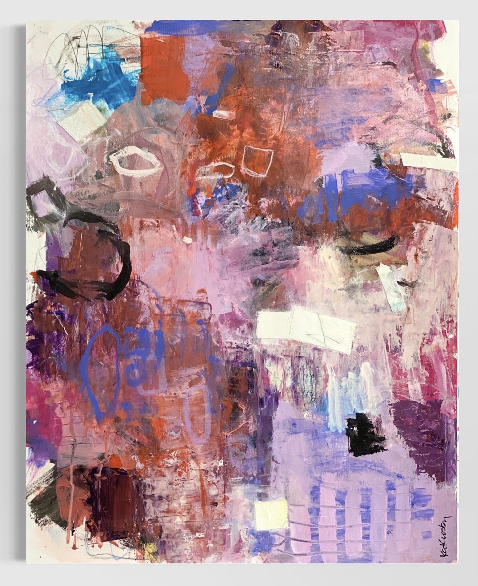 Organic Abstract Acrylic Painting By Kat Crosby, 18 X 24", Red Rock Dust, Original Artwork