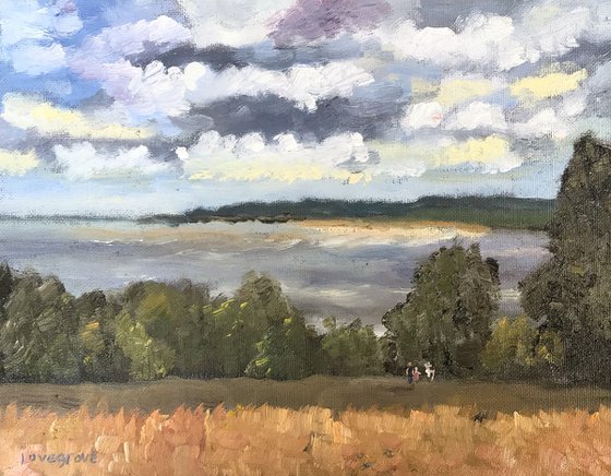 View across the Bay, original oil painting
