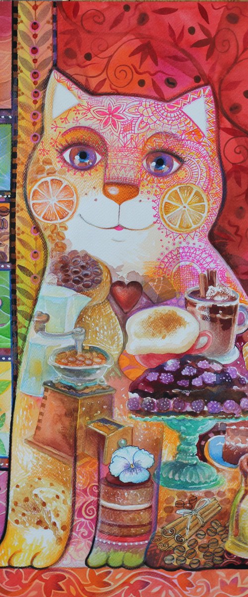 Coffee Cat by Oxana Zaika