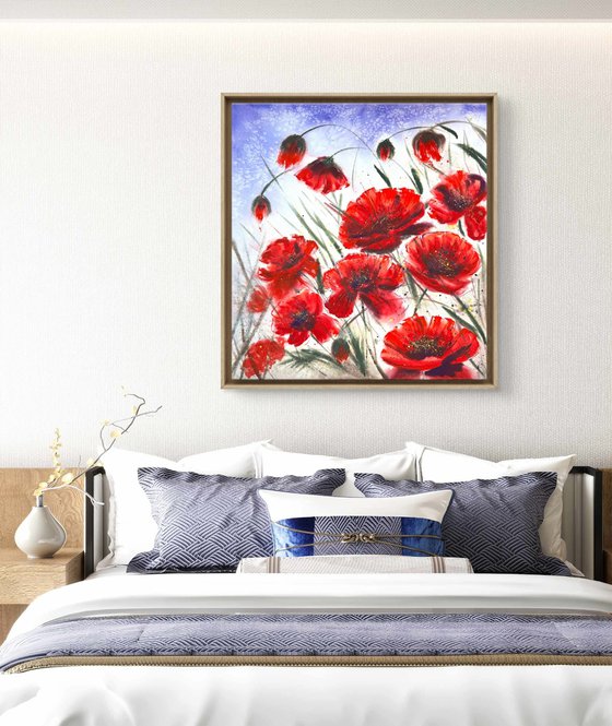 Big Size Red Wild Poppies